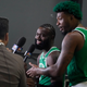 Jaylen Brown (left) and Marcus Smart